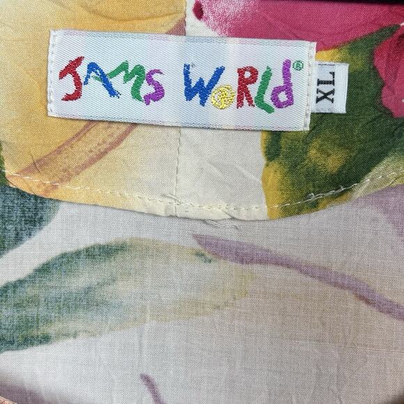 JAMS WORLD Dress XL Hawaiian Floral Patchwork Tropical Hibiscus VTG pink - Picture 5 of 7